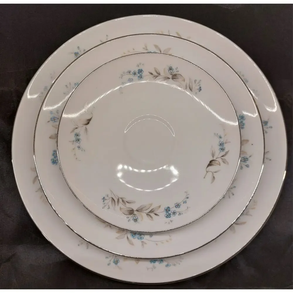 Vintage Fine China of Japan Forget Me Not 4 Pc Setting Teacup Saucer Plates Set